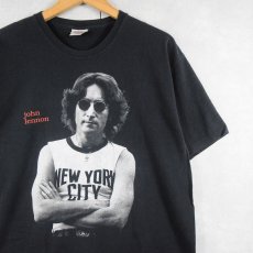 画像1: John Lennon "Imagine" ミュージシャンプリントTシャツ BLACK L (1)