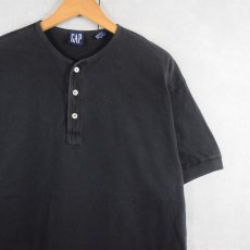 画像1: 90's GAP ヘンリーネックTシャツ BLACK M (1)