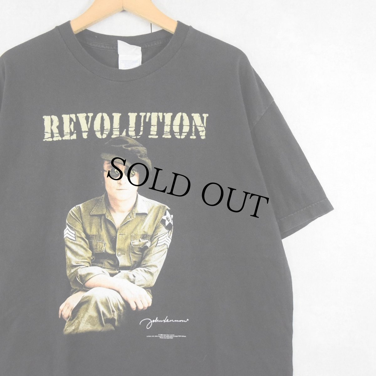 画像1: 〜90's  JOHN LENNON "REVOLUTION" ミュージシャンTシャツ BLACK XL (1)