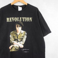 画像1: 〜90's  JOHN LENNON "REVOLUTION" ミュージシャンTシャツ BLACK XL (1)