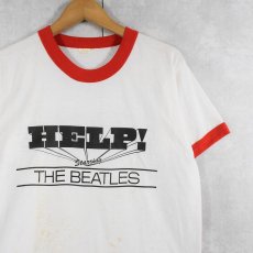 画像1: 80's THE BEATLES USA製 "HELP!" ロックバンドプリントリンガーTシャツ L (1)
