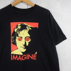 画像1: John Lennon "Imagine" ミュージシャンプリントTシャツ BLACK  (1)