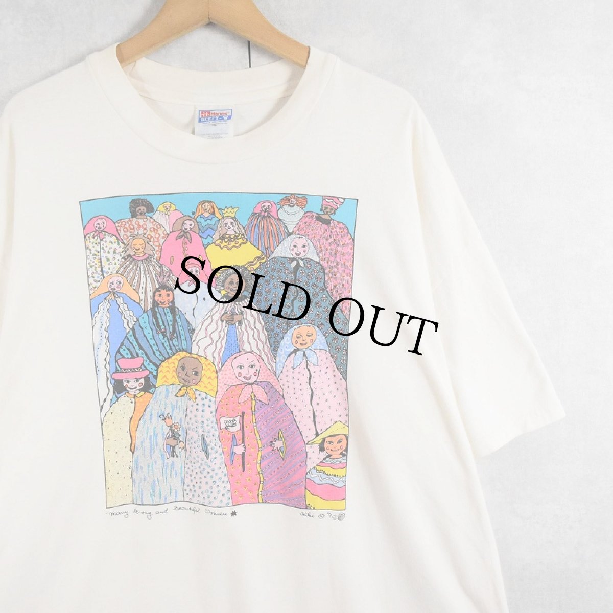 画像1: 90's Kiki Suarez USA製 "Many Strong and Beautiful Women" アートプリントTシャツ XXL (1)