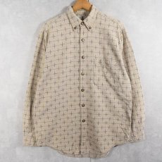 画像1: THE TERRITORY AHEAD チェック柄織り コットンボタンダウンシャツ M (1)