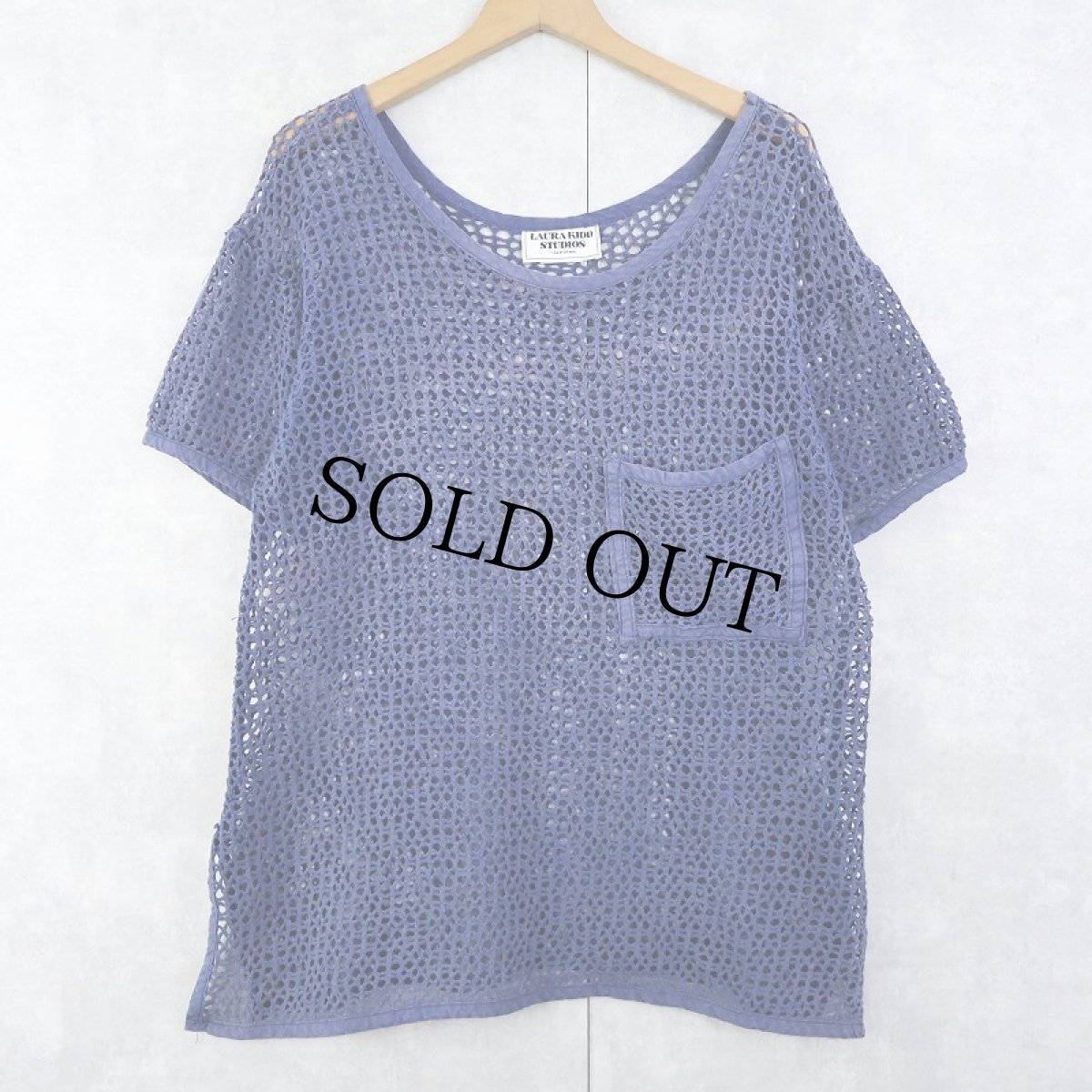 画像1: 90's〜 LAURA KIDD SUTIOS USA製 コットンメッシュTシャツ NAVY L (1)