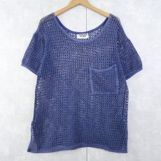 画像1: 90's〜 LAURA KIDD SUTIOS USA製 コットンメッシュTシャツ NAVY L (1)