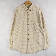画像1: THE TERRITORY AHEAD チェック柄織り コットンボタンダウンシャツ XL (1)