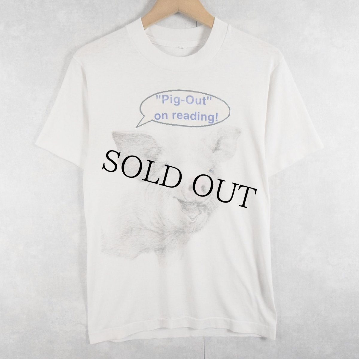 画像1: 70〜80's "Pig-Out on reading!" ブタイラストプリントTシャツ (1)