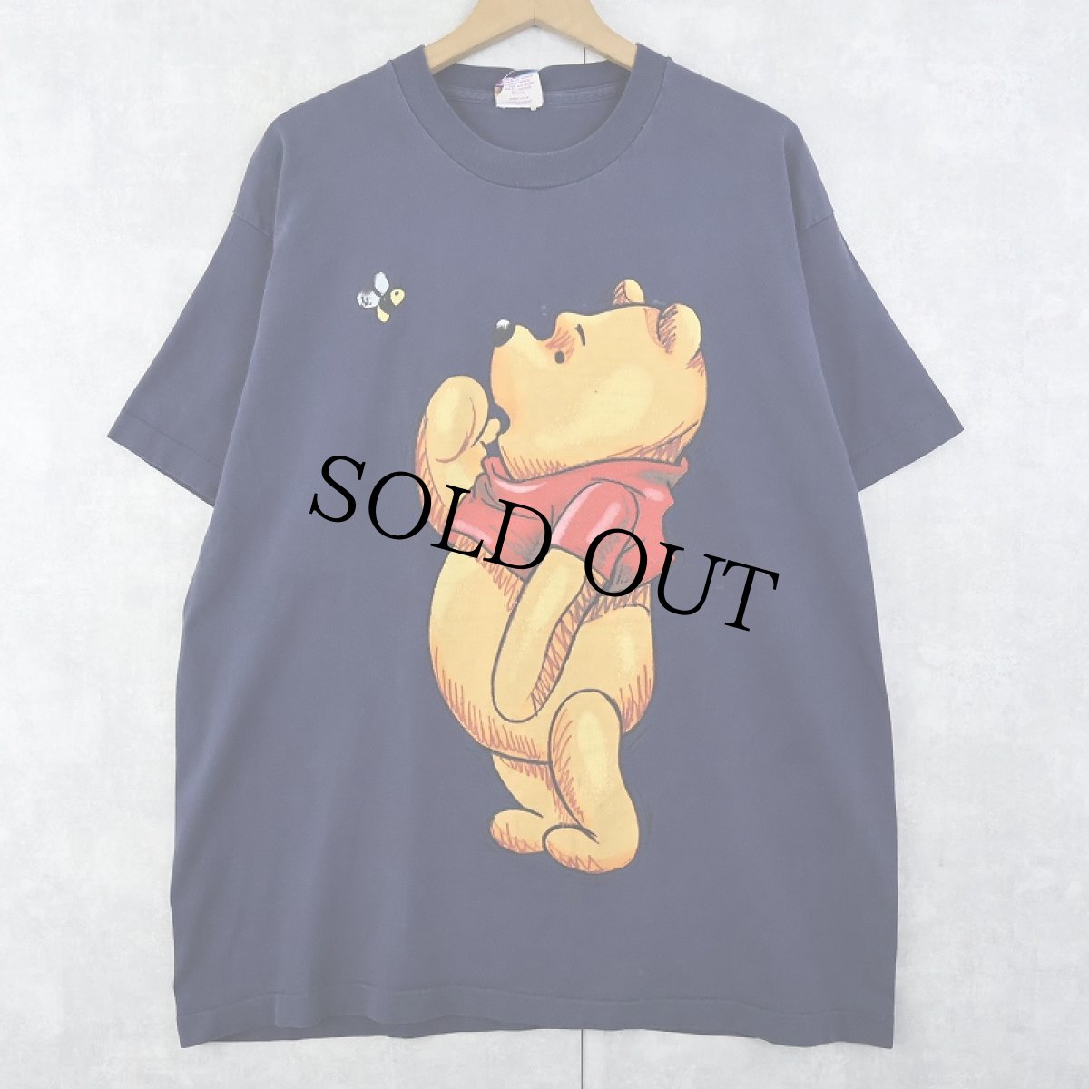 画像1: 90's Disney Pooh キャラクタープリントTシャツ NAVY (1)