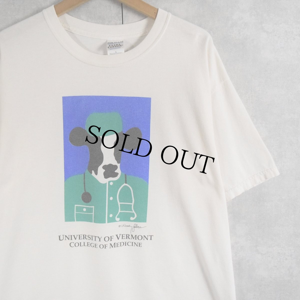 画像1: Woody Jackson "UNIVERSITY OF VERMONT COLLEGE OF MEDICINE" アートプリントTシャツ L (1)