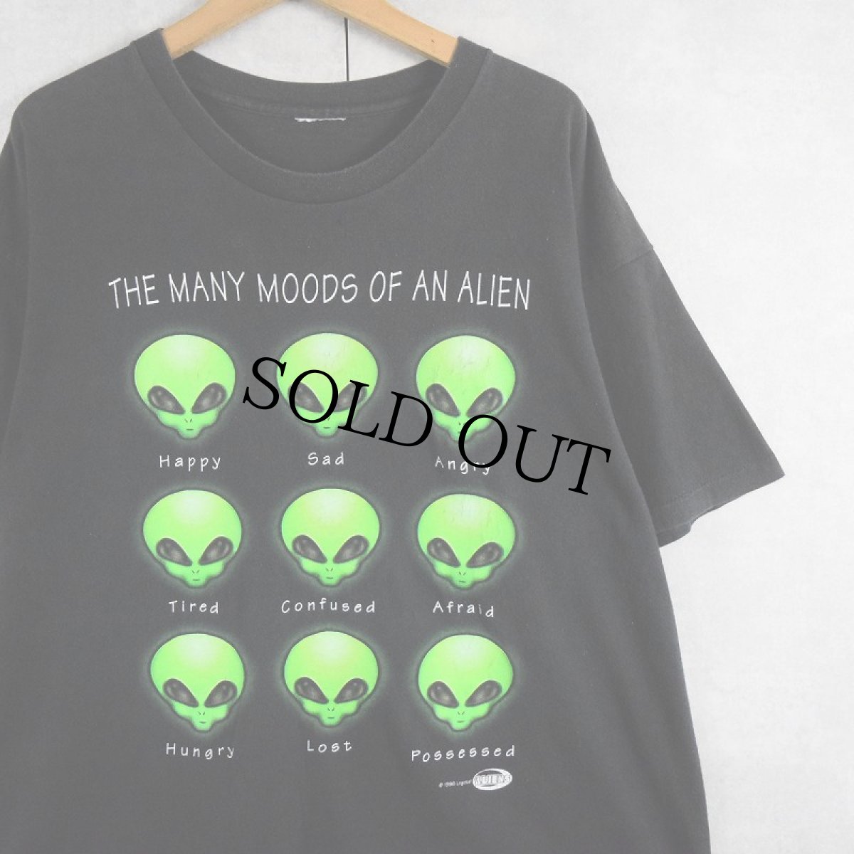 画像1: 90's ALIENS "THE MANY MOODS OF AN ALIEN" エイリアンプリントTシャツ BLACK (1)