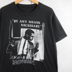 画像1: 90's Malcolm X 偉人プリントTシャツ BLACK (1)