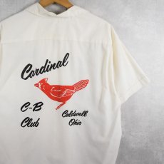 画像1: 70's NAT NAST "Cardinal" プリントボーリングシャツ L (1)