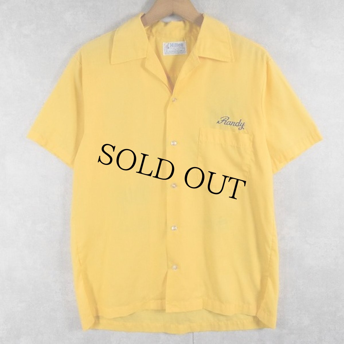 画像2: 70's Hilton USA製 "Do Right Boys" フロッキープリント ボーリングシャツ M (2)