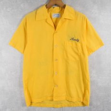 画像2: 70's Hilton USA製 "Do Right Boys" フロッキープリント ボーリングシャツ M (2)