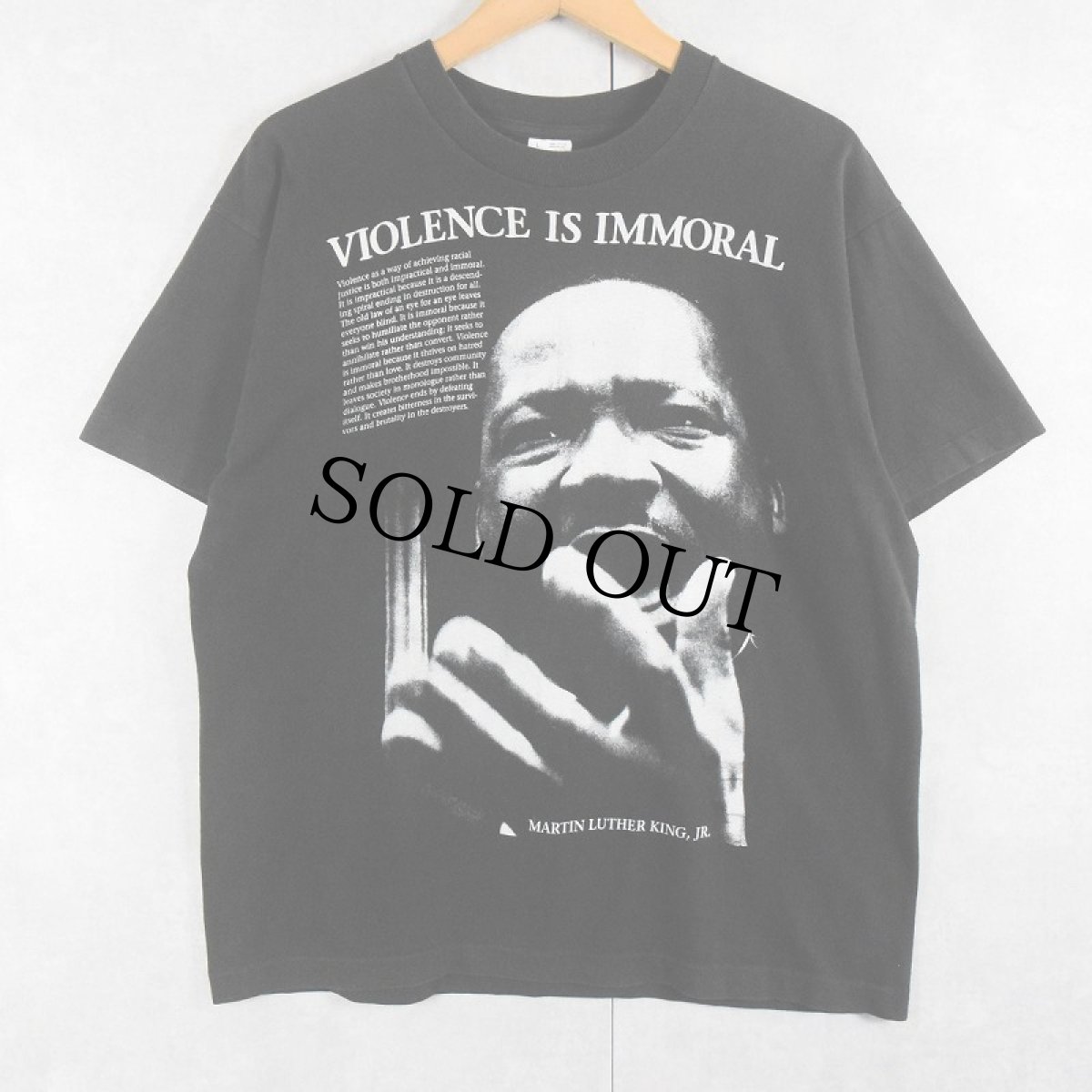 画像1: 90's Martin Luther King, Jr USA製 偉人プリントTシャツ BLACK L (1)