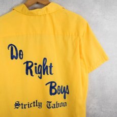 画像1: 70's Hilton USA製 "Do Right Boys" フロッキープリント ボーリングシャツ M (1)