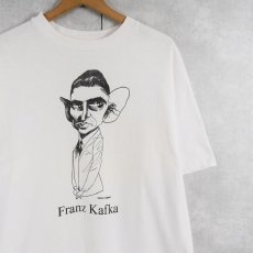画像1: LARGELY LITERARY "Franz Kafka" 小説家 イラストプリントTシャツ (1)