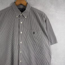 画像1: POLO Ralph Lauren "GREGGOR" ギンガムチェック柄 ロゴ刺繍 コットンボタンダウンシャツ BLACK M (1)