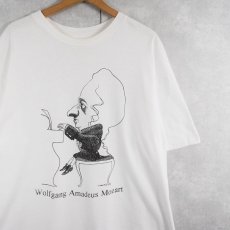 画像1: 90's LARGELY LITERARY USA製 "Wolfgang Amadeus Mozart" 音楽家 イラストプリントTシャツ XL (1)
