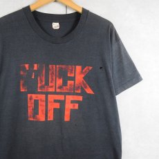 画像1: 80's USA製 "FUCK OFF" ギミックプリントTシャツ BLACK XL (1)