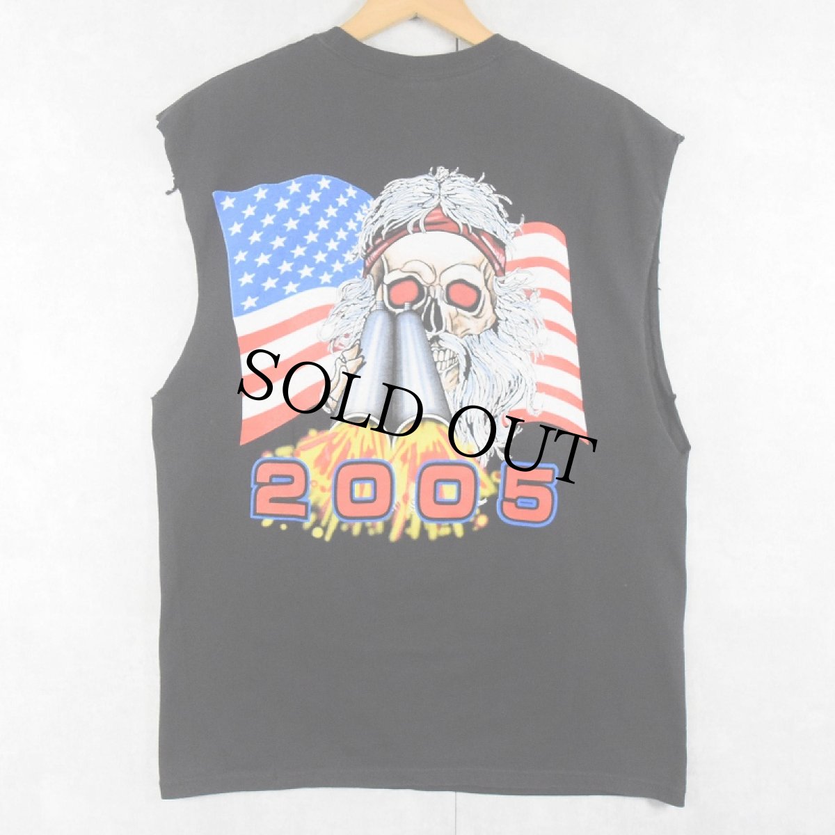 画像2: 2000's "BONNIE & CLYDE'S SMITHFIELD,R.I." イラストプリント カットオフTシャツ BLACK L (2)