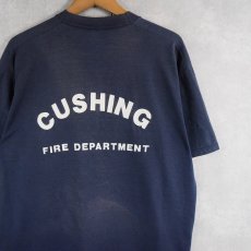 画像1: "CUSHING FIRE DEPARTMENT" プリント ポケットTシャツ NAVY XL (1)