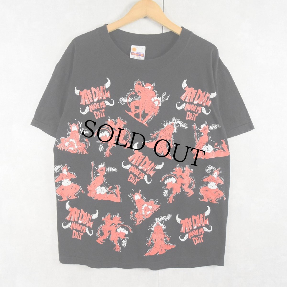 画像1: 90's "THE DEVIL MADE ME DO IT" 四十八手 デビルプリント エロTシャツ BLACK L (1)
