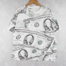 画像1: 90's ＄100 総柄プリントTシャツ  (1)