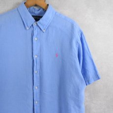 画像1: Ralph Lauren "CLASSIC FIT" ロゴ刺繍 リネンボタンダウンシャツ XL (1)