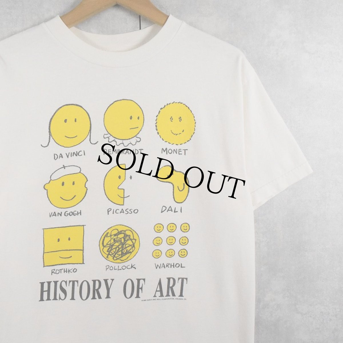 画像1: 90's HISTORY OF ART USA製 アートプリントTシャツ M (1)