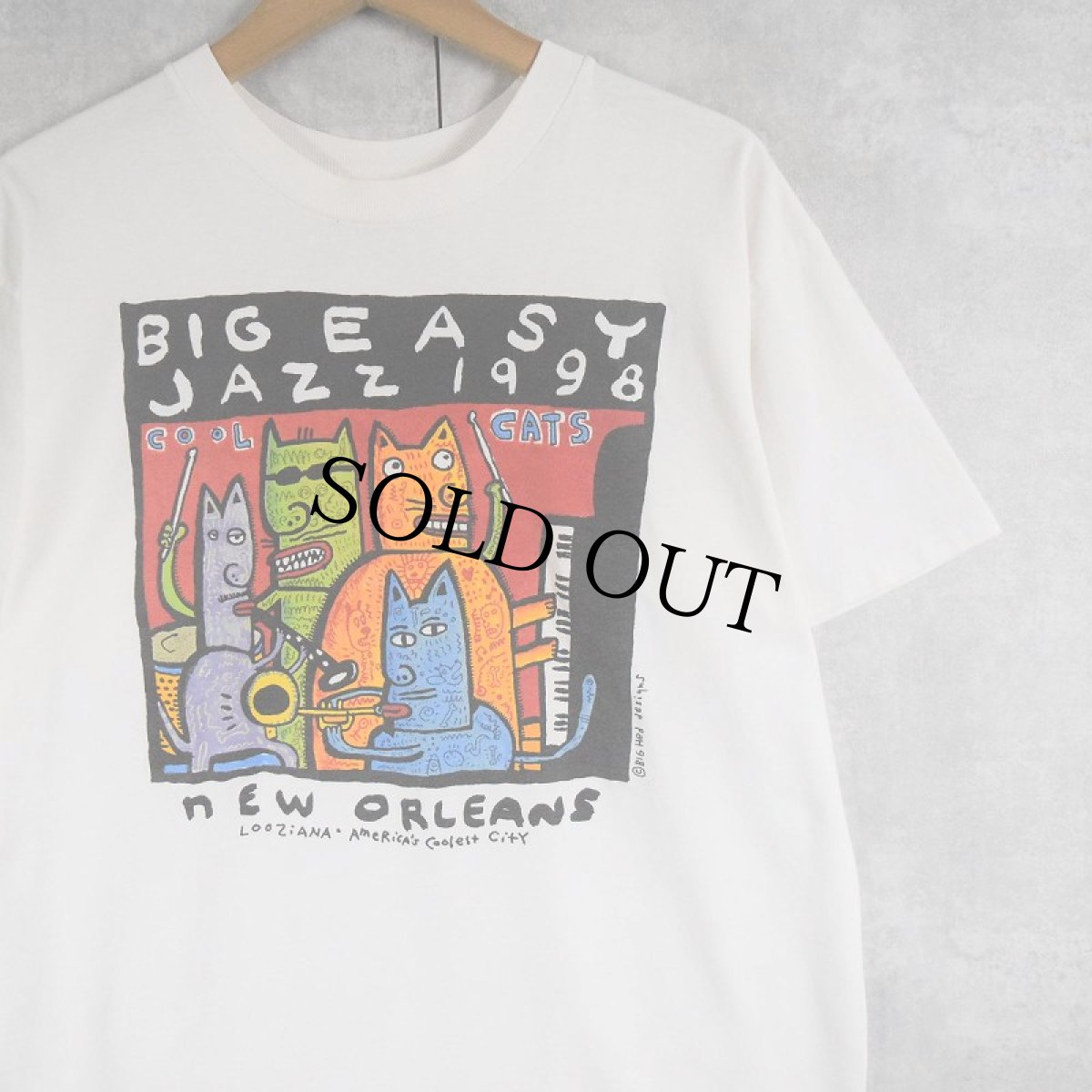 画像1: 90's BIG HED "BIG EASY JAZZ 1998" アートプリントTシャツ L (1)