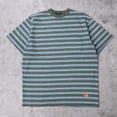 画像1: 80's STUSSY USA製 ボーダー柄 プリントTシャツ L (1)