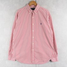画像1: Ralph Lauren "CLASSIC FIT" ストライプ柄 コットンボタンダウンシャツ L (1)