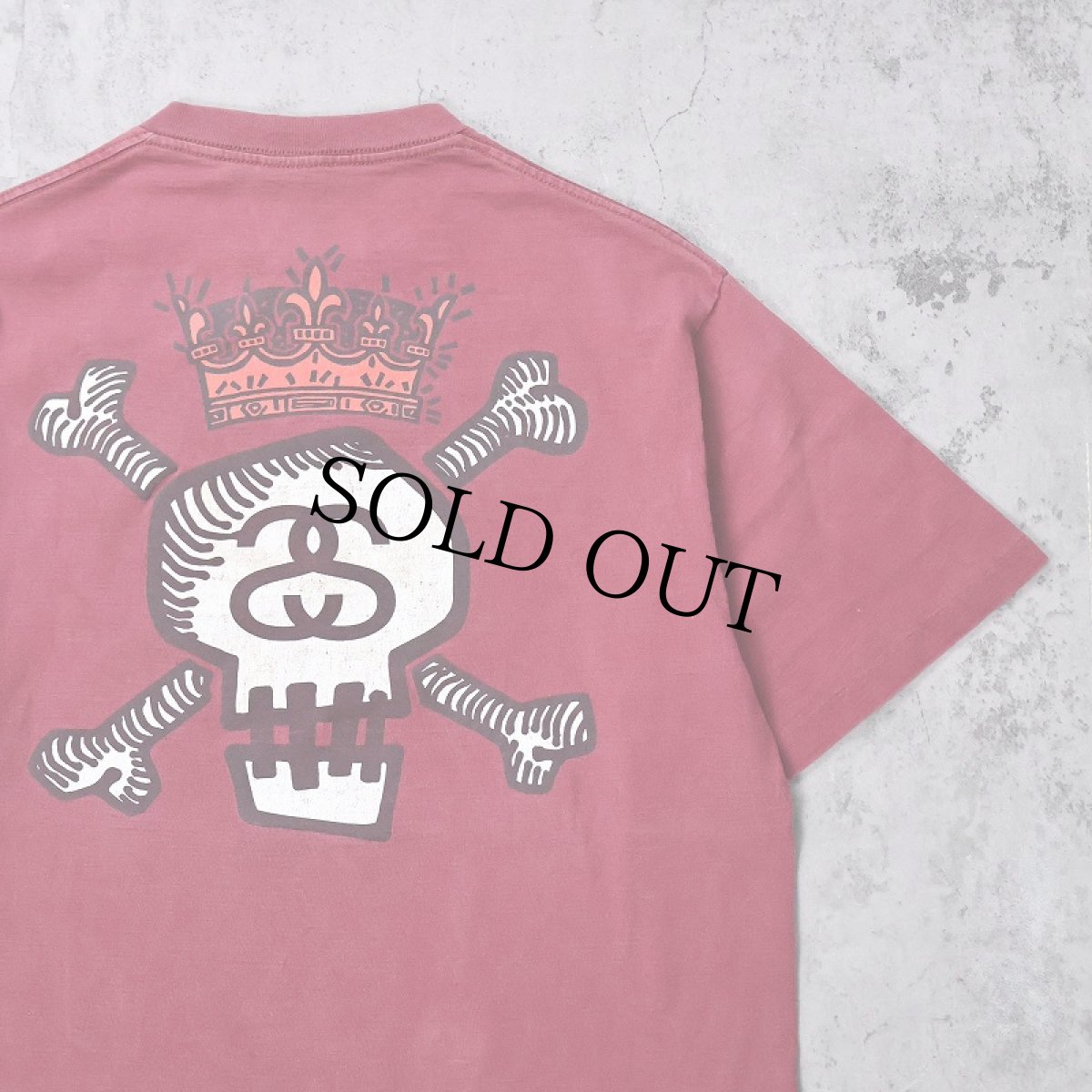 画像1: 90's STUSSY スカルクラウン プリントTシャツ M (1)