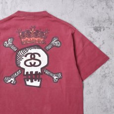 画像1: 90's STUSSY スカルクラウン プリントTシャツ M (1)