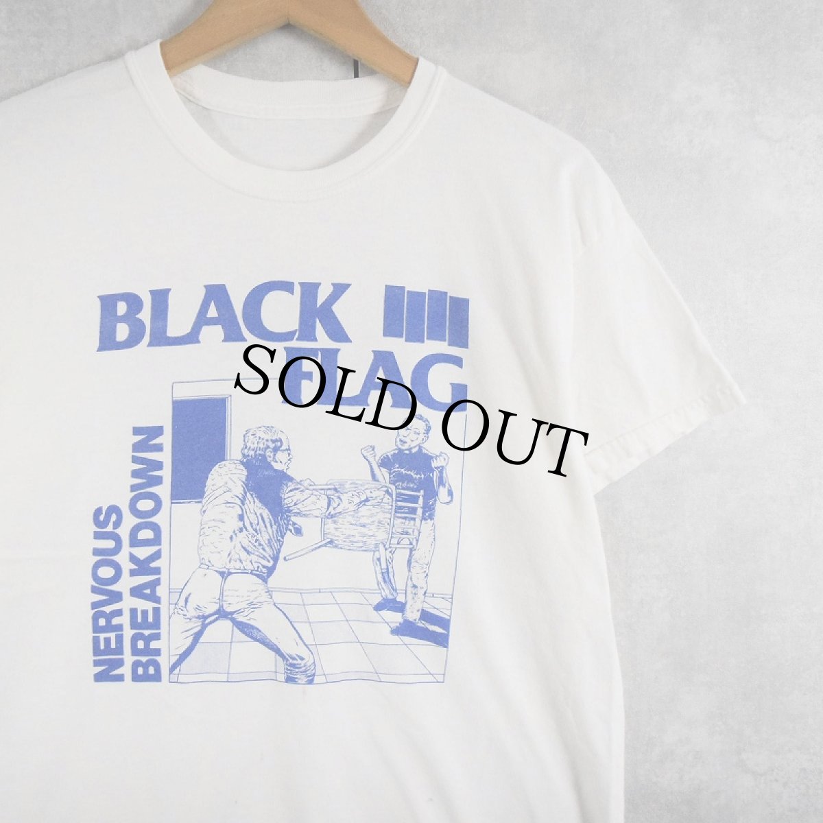 画像1: BLACK FLAG "NERVOUS BREAKDOWN" ハードコアパンクバンドプリントTシャツ (1)