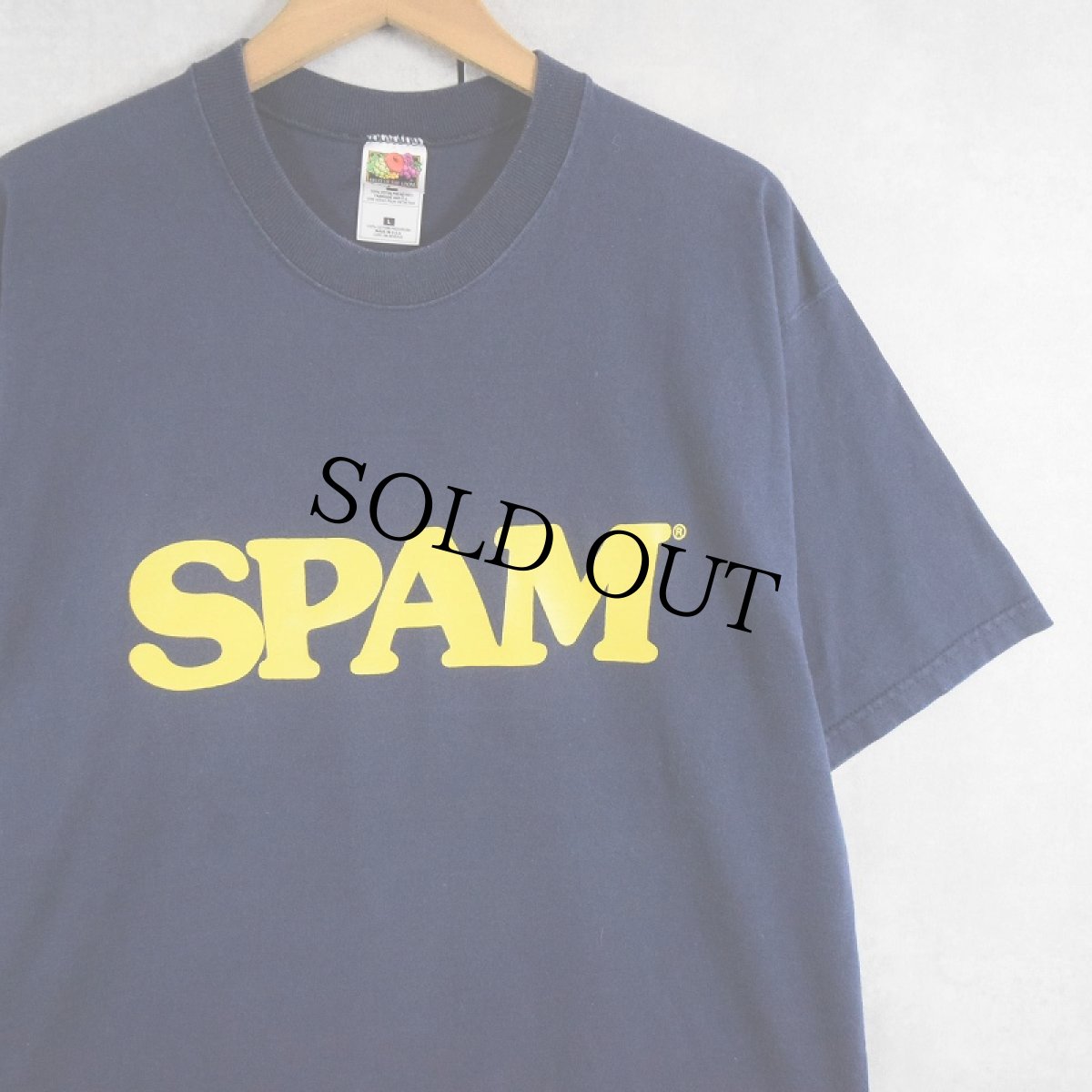 画像1: 90's〜 SPAM USA製 プリントTシャツ NAVY L (1)