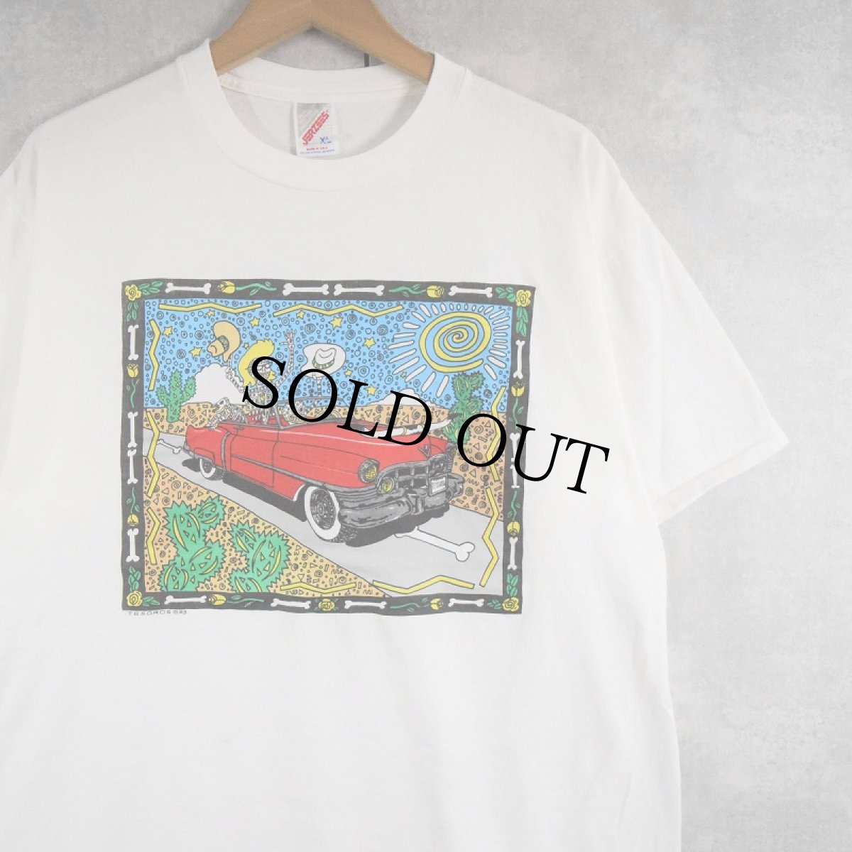 画像1: 90's TESOROS USA製 イラストプリントTシャツ XL (1)