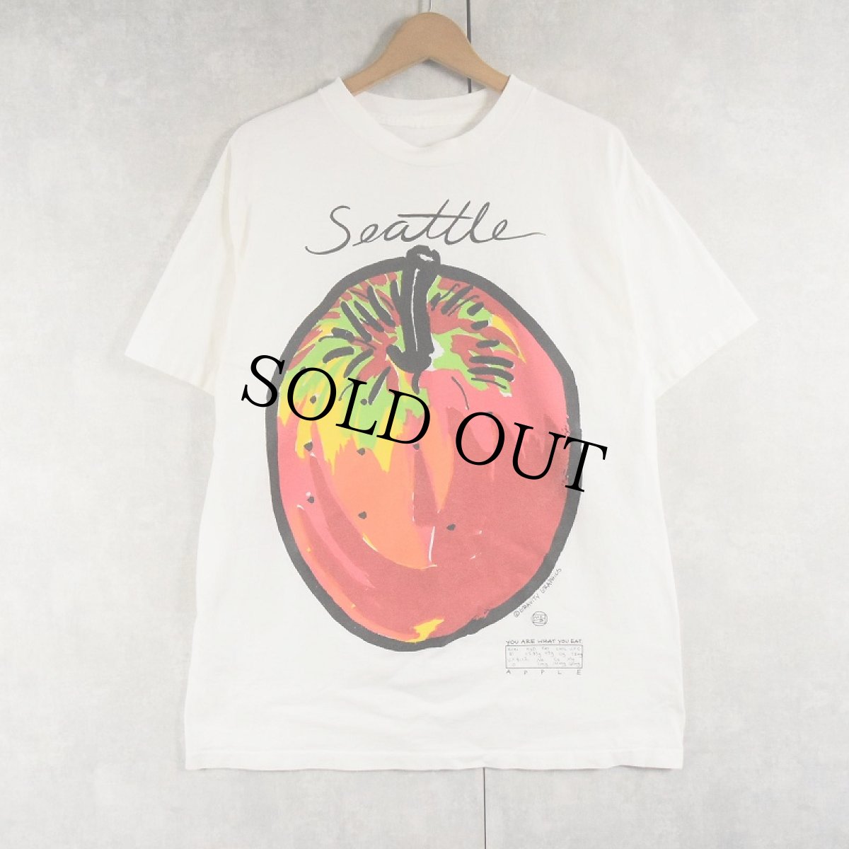 画像1: 90's GRAVITY GRAPHICS "Seattle" フルーツイラストTシャツ (1)