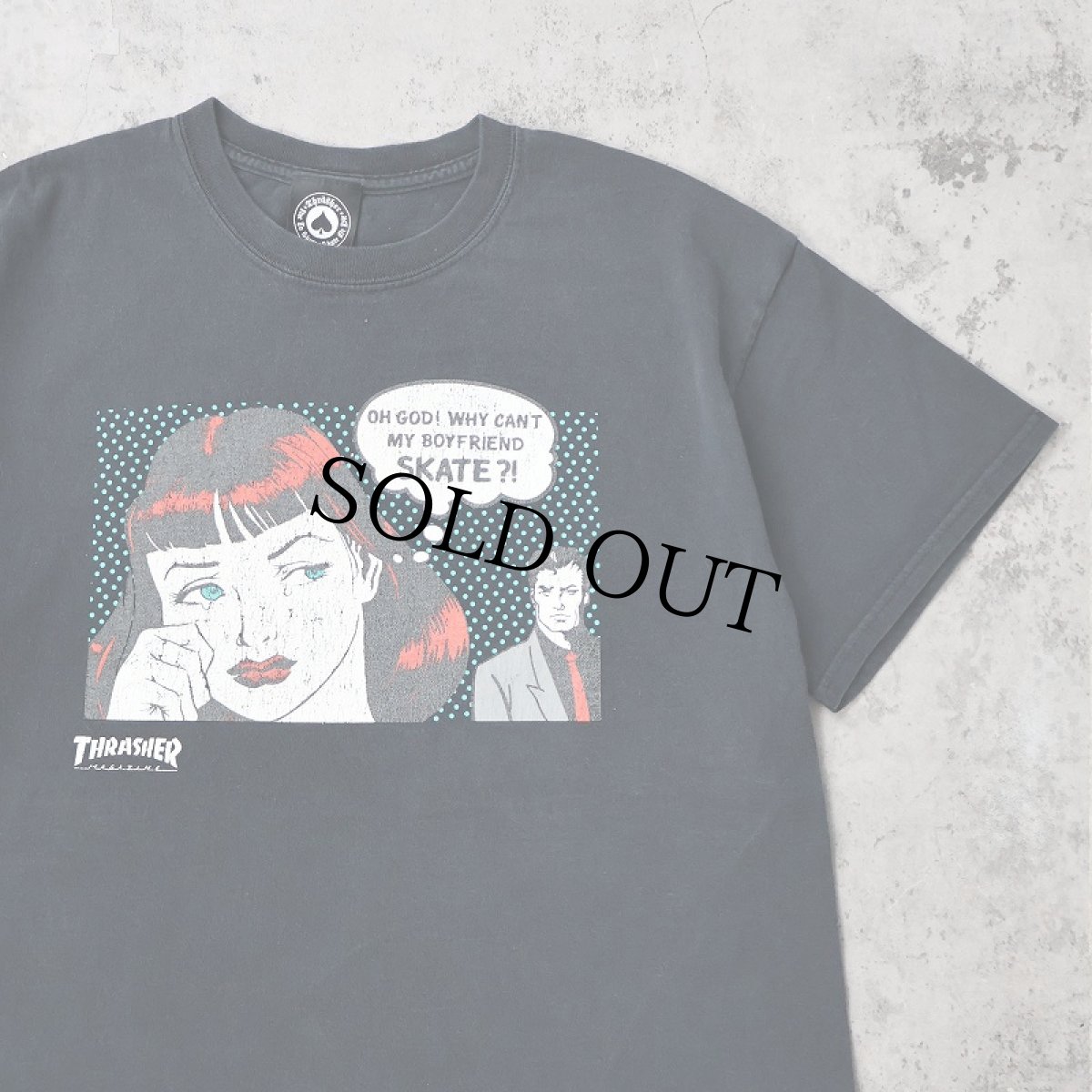 画像1: THRASHER "WHY CAN'T MY BOYFRIEND SKATE?!" アメコミプリントTシャツ BLACK (1)