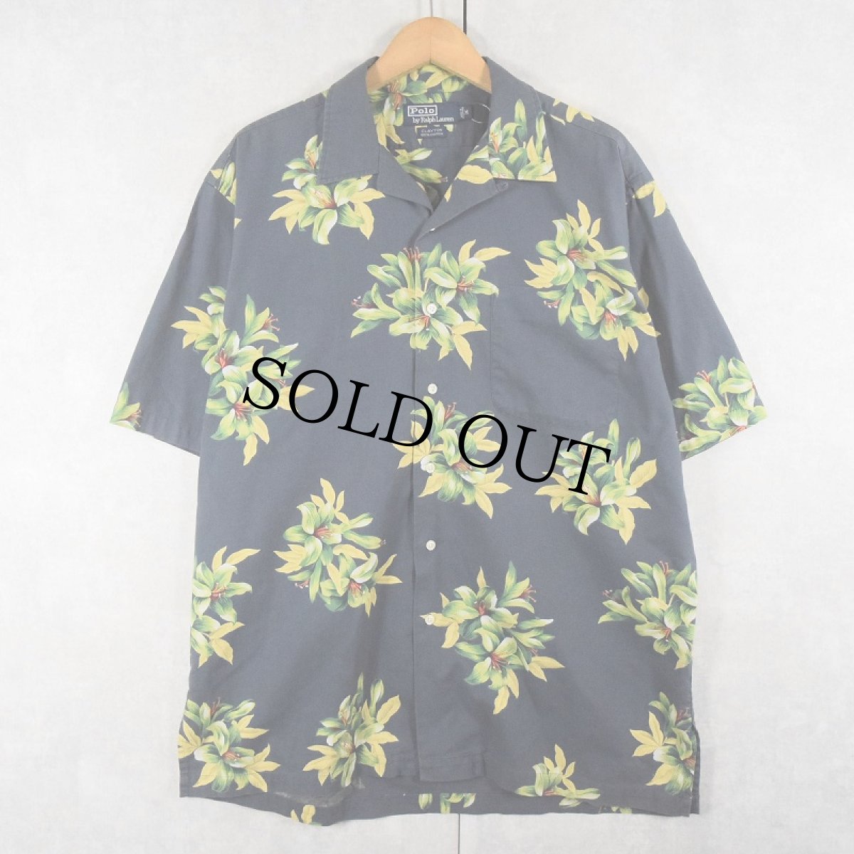 画像1: POLO Ralph Lauren "CLAYTON" 花柄 コットンアロハシャツ NAVY M (1)