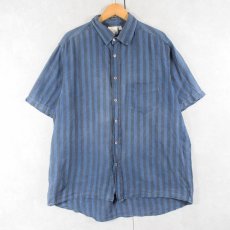 画像1: HDL ストライプ柄 リネンシャツ XXL (1)