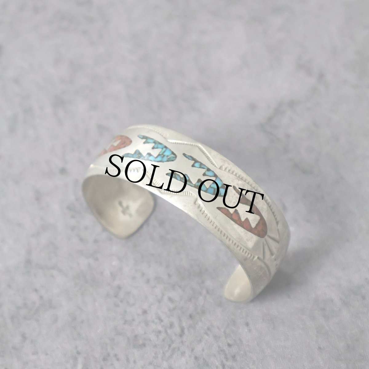 画像1: Navajo SILVER チップインレイ バングル (1)