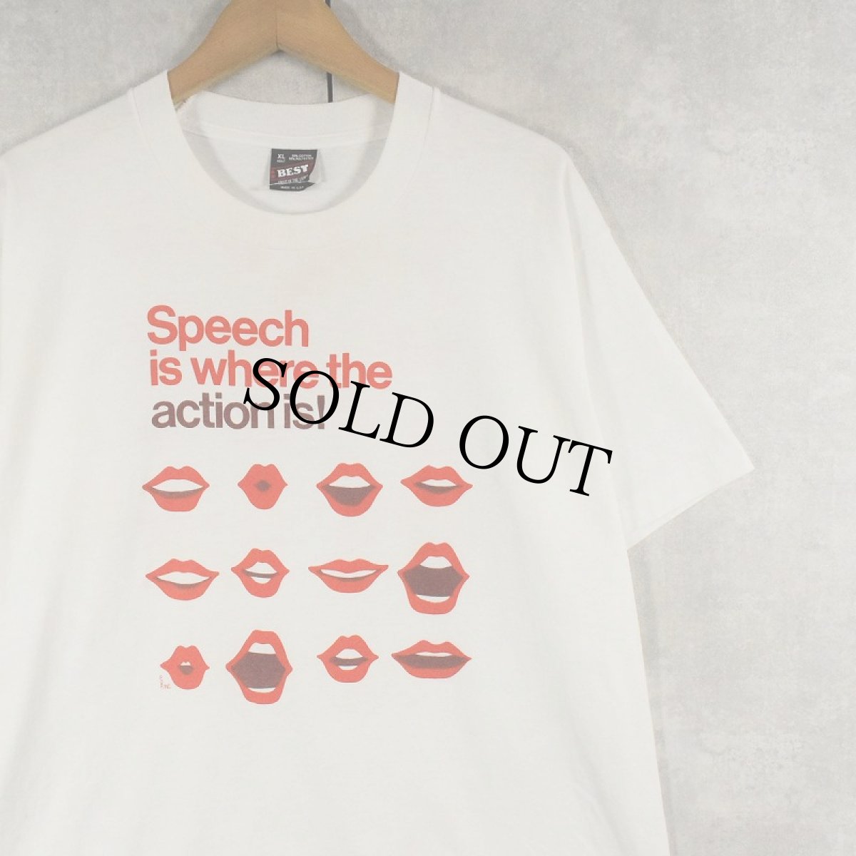 画像1: 90's USA製 "Speech is where the action is!" プリントTシャツ XL (1)