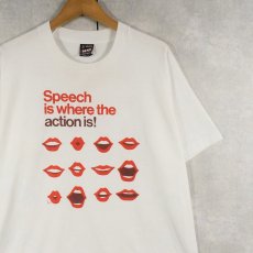画像1: 90's USA製 "Speech is where the action is!" プリントTシャツ XL (1)
