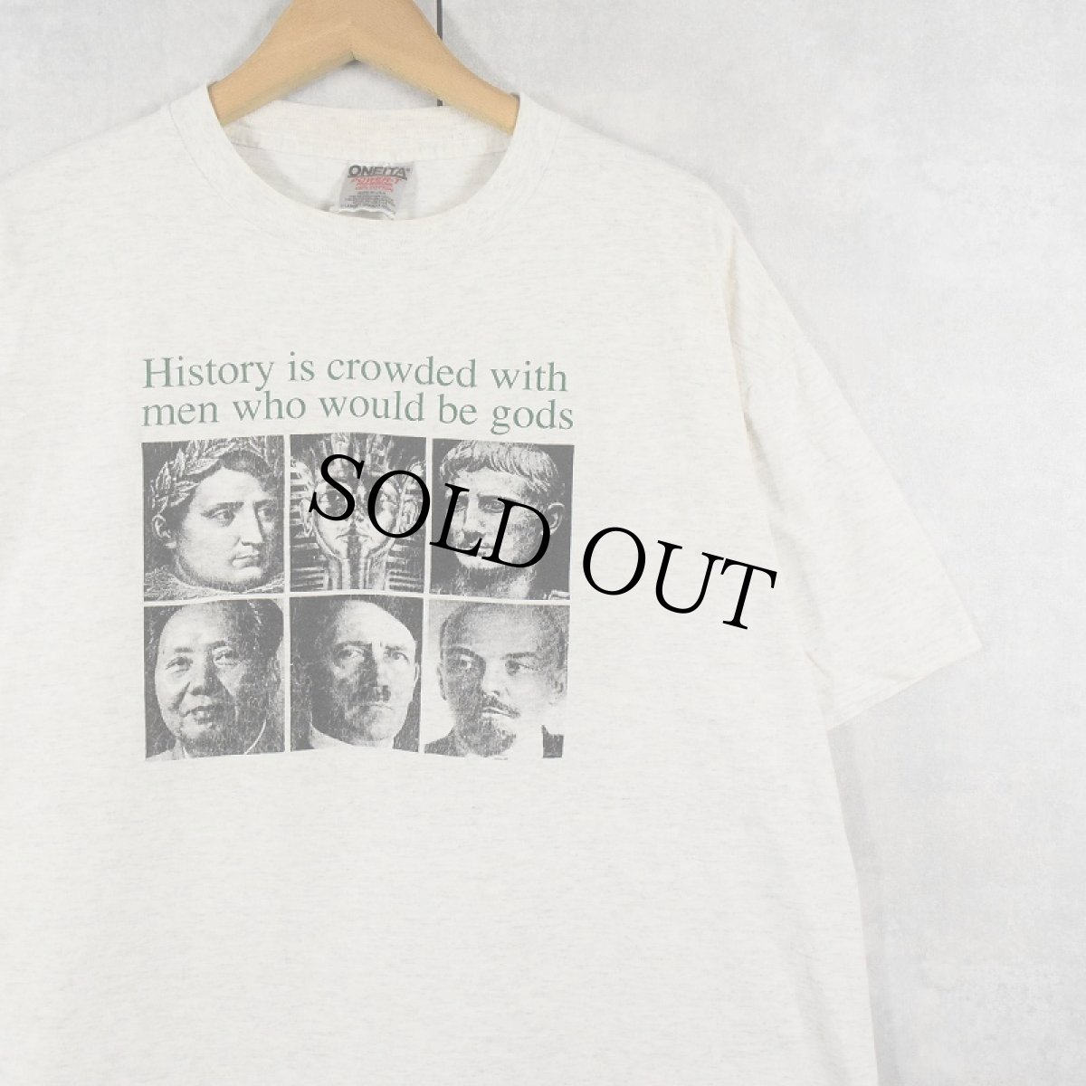 画像1: 90's WHITMAN COLLEGE IVCF USA製 ”History is crowded〜" 偉人プリントTシャツ XL (1)