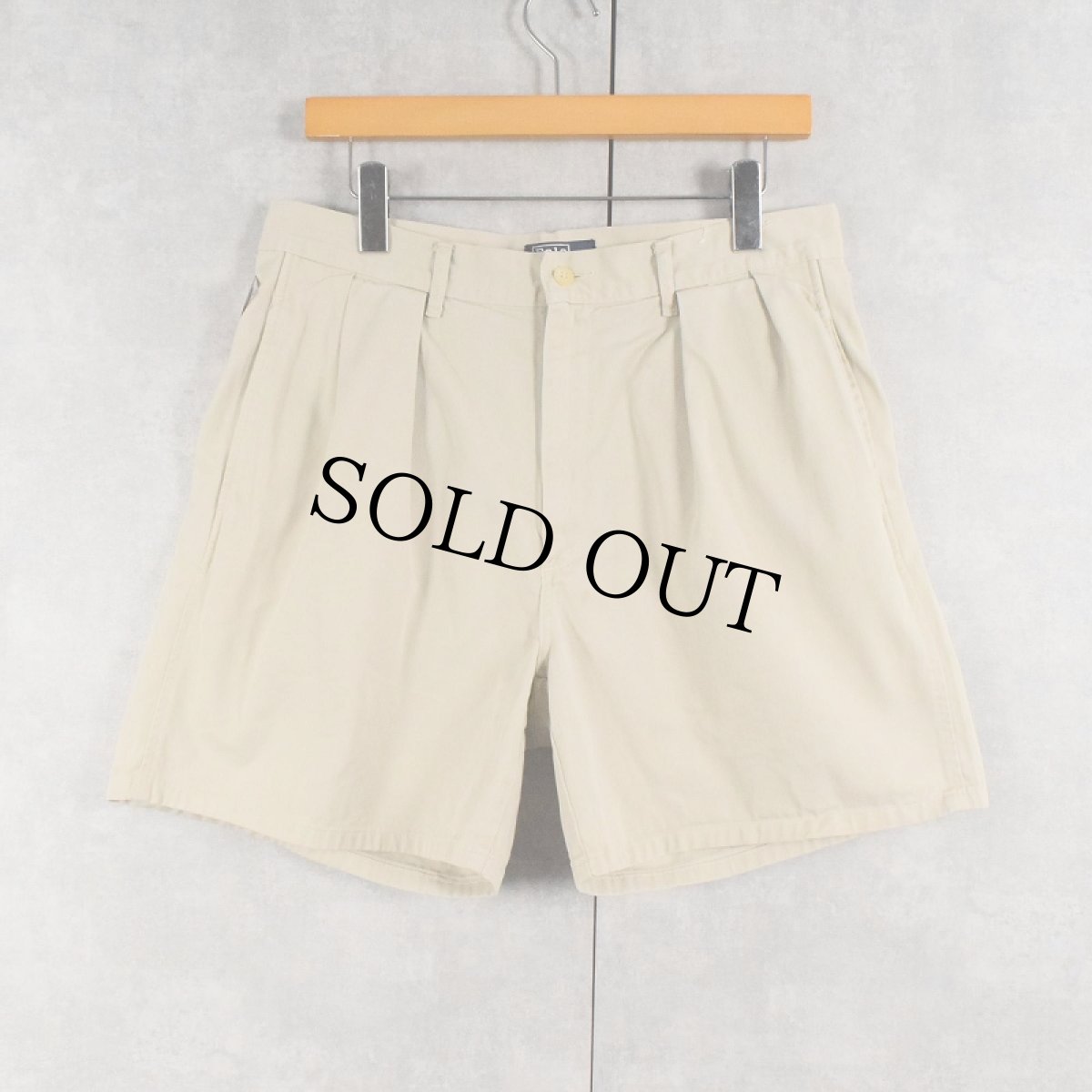 画像1: 90's POLO Ralph Lauren USA製 "POLO CHINO" 2タック コットンチノショーツ W33 (1)