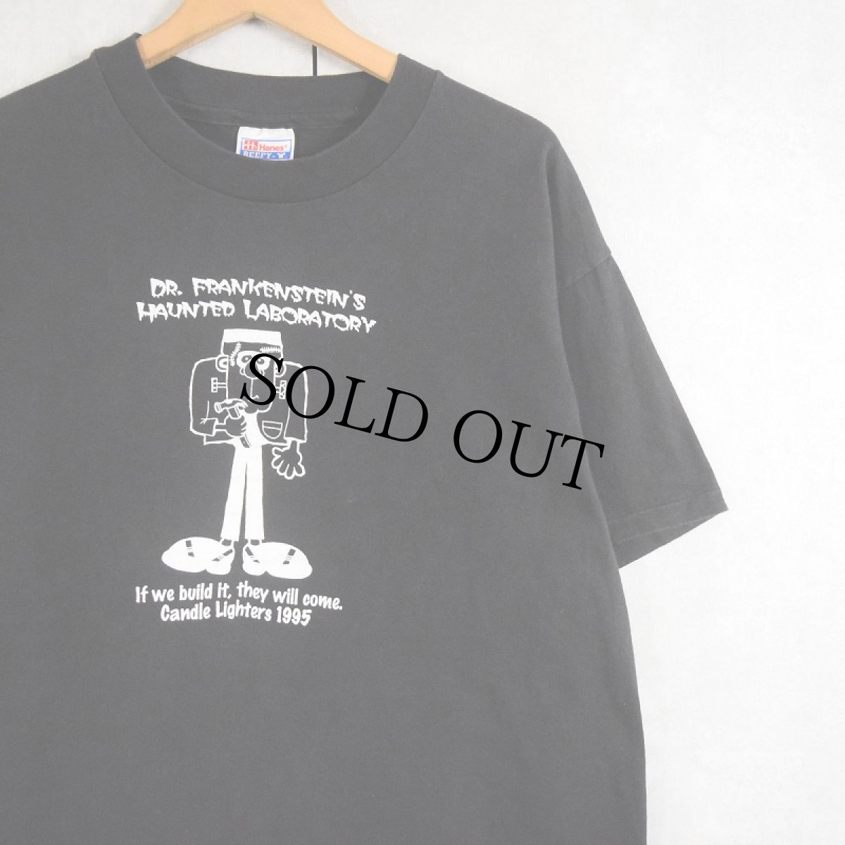 画像1: 90's USA製 "DR. FRANKENSTEIN'S HAUNTED LABORATORY" イラストプリントTシャツ BLACK L (1)