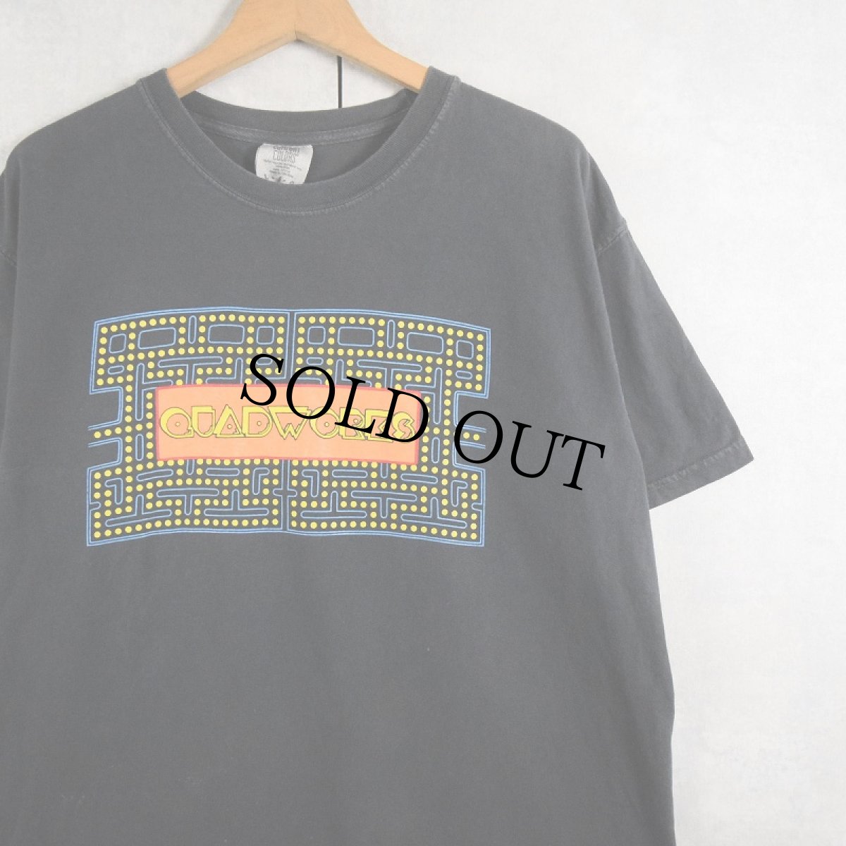 画像1: "QUADWORKS" ゲームパロディプリントTシャツ BLACK L (1)